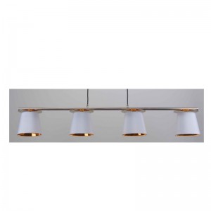 Pendelleuchte mit Stoffschirm, weißer Schirm innen gold