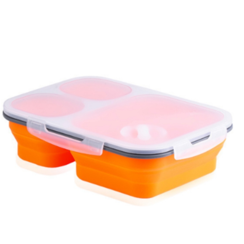 Silikon lunchbox doppelschicht lunchbox silikon frische box kinder lunchbox klappschüssel benutzerdefinierte