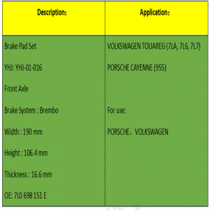 Bremsbeläge (OE: 7L0698151E)