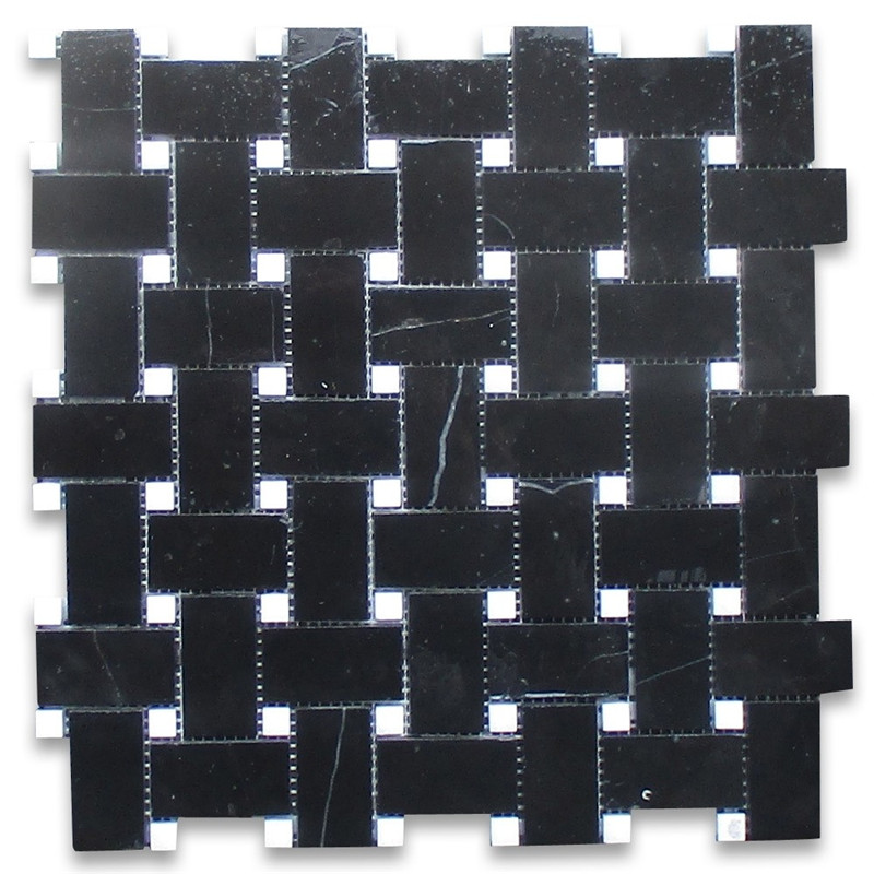 Nero marquina 1x3 Fischgrät Mosaikfliese poliert