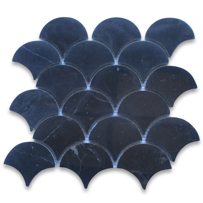 Nero marquina 1x3 Fischgrät Mosaikfliese poliert