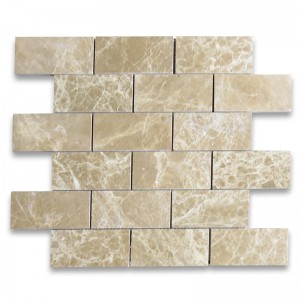 Emperador Light 2x4 Grand Brick U-Bahn Mosaikfliese poliert