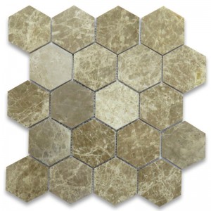 Emperador Light 1x2 Basketweave Mosaic Tile mit Emperador Dark Dots Polished