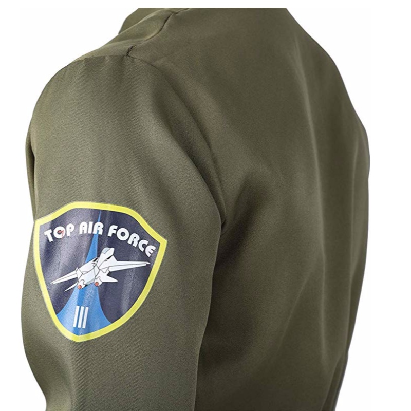Herren Air Force Fighter Pilot Overall Fluganzug Kostüme für Erwachsene mit gestickten Aufnähern und Taschen