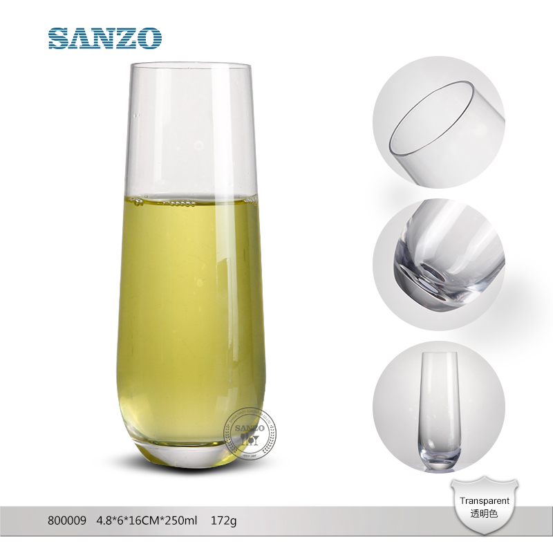 SANZO Black Stem Champagnerglas Customized Clear Champagne Flutes Kunststoff Champagner
