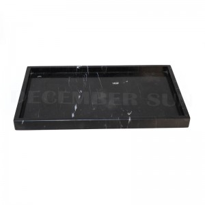Hochwertiges schwarzes rechteckiges Serviertablett aus Marmor