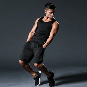 FDMM002-3 Herren Fitness Anzug, Tank Top + Lose Shorts + Enge Hosen zum Laufen