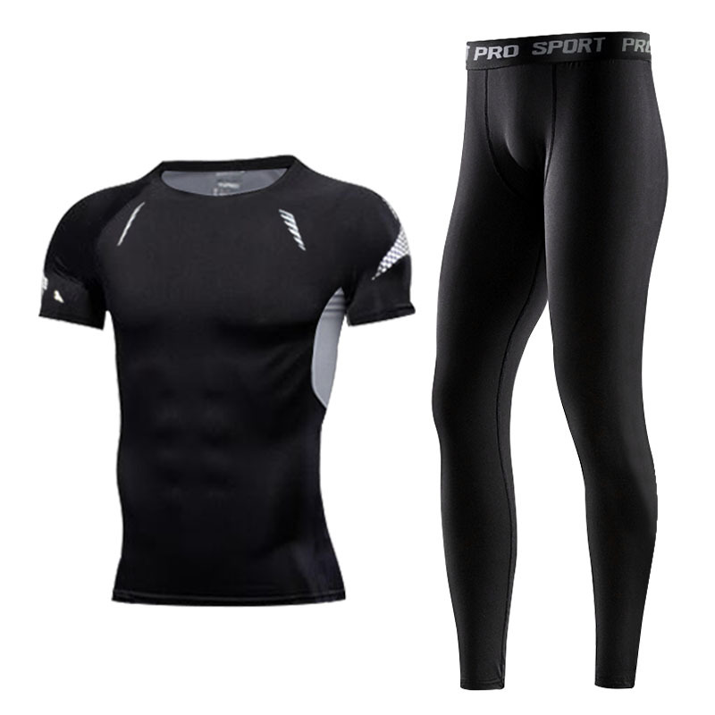 FDMM005-Men's Sports Running Set Kompressionshemd + Hose