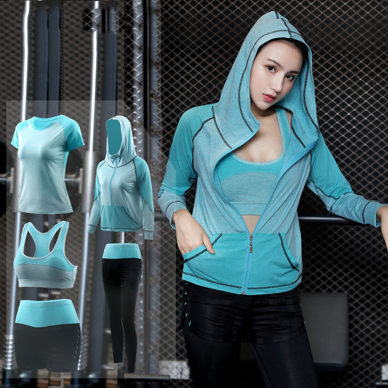 FDMF002-Frauen 5pcs Sport Anzüge Fitness Yoga Running Athletic Trainingsanzüge
