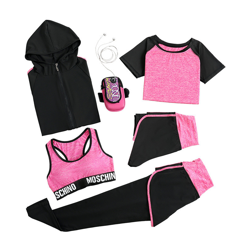 FDMF003-Frauen 5pcs Sport Anzüge Fitness Yoga Running Athletic Trainingsanzüge