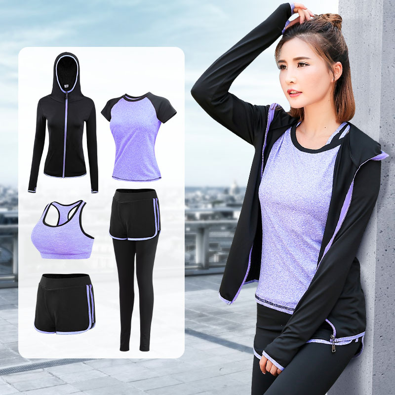 FDMF005-Frauen 5pcs Sport Anzüge Fitness Yoga Running Athletic Trainingsanzüge