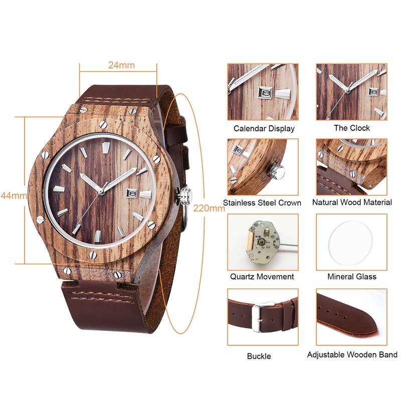 Herren Design Ahorn Holz Uhren mit weichem Lederband japanische Bewegung männliche Uhr Uhr