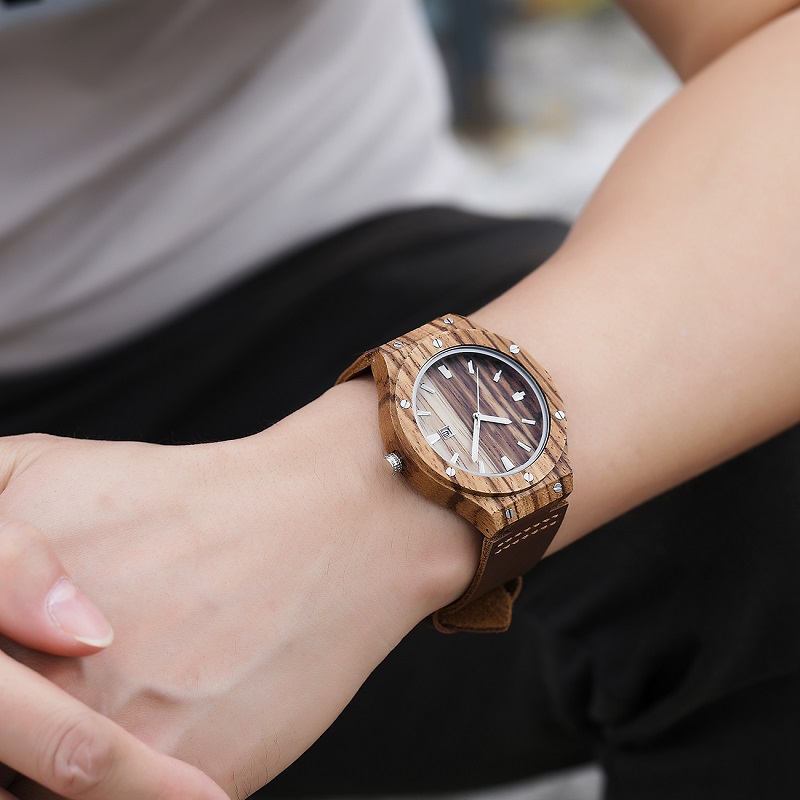 Herren Design Ahorn Holz Uhren mit weichem Lederband japanische Bewegung männliche Uhr Uhr
