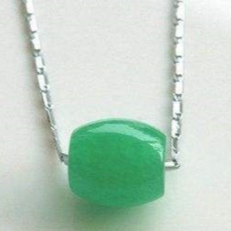 925 Sterling Silber synthetische malaiische Jade Edelstein Anhänger Frauen Halskette