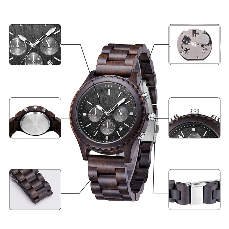 Luxusgeschenke Mode Holzuhr Männer Casual Military Männliche Uhr