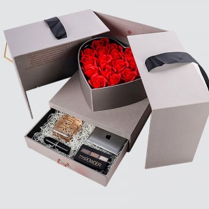 Kundengebundene Blumen-Kosmetik-Geschenk-Fach-Qualitäts-Seil-Überraschungs-Geschenkbox
