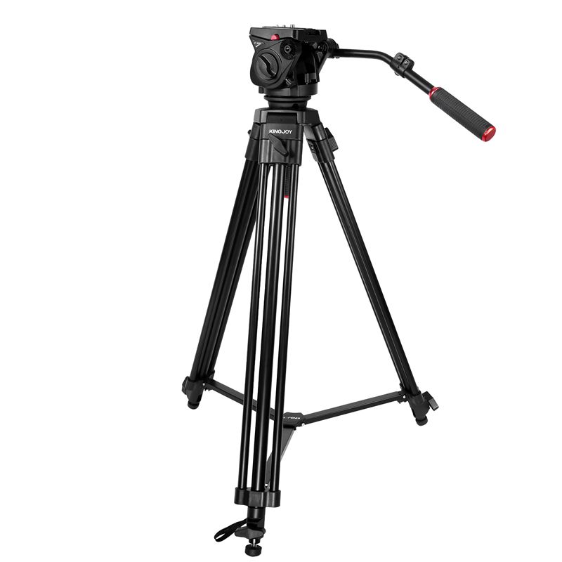 KINGJOY 3-teiliges professionelles Hochleistungs-Videostativ VT-2100L mit Flüssigkeits-Dämpfungskopf VT-3530 für Camcorder