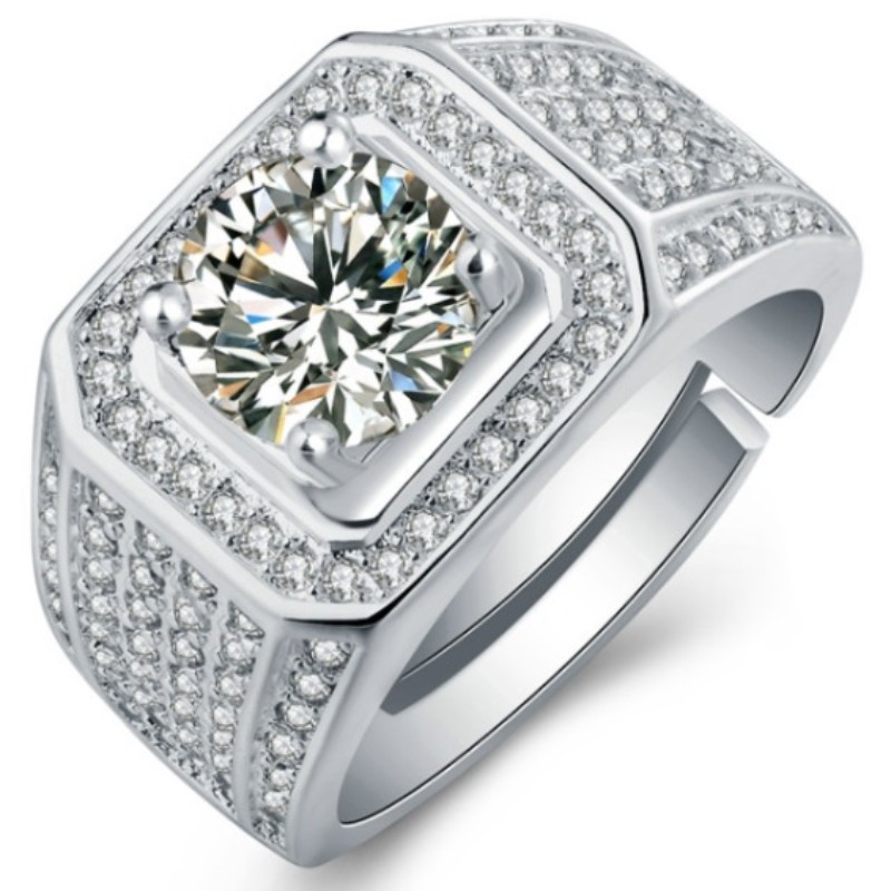 Männer Ringe Zirkonia Männer Verlobungsringe 925 Sterling Silber Versprechen Ringe für Männer Herren Trauringe