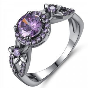 Schwarzgoldringe Damenringe Amethystgelb Rubingranatringe 925er Sterlingsilber Platinweißgoldringe Geburtssteinschmuck
