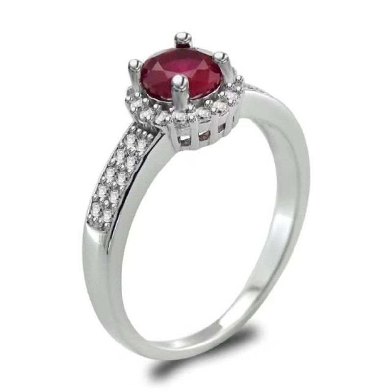 Frauen Ringe 925 Sterling Silber synthetische Rubin Granat Verlobungsringe versprechen