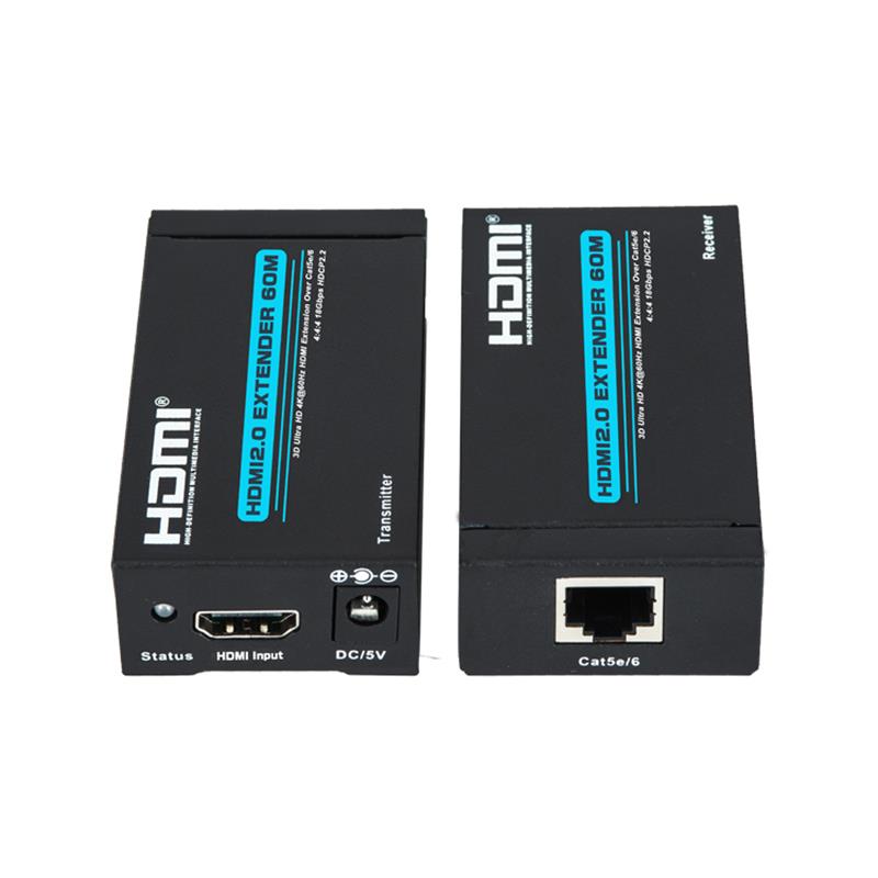 V2.0 HDMI Extender 60m Über ein einziges Cat5e / 6-Kabel unterstützt Ultra HD 4Kx2K @ 60Hz HDCP2.2