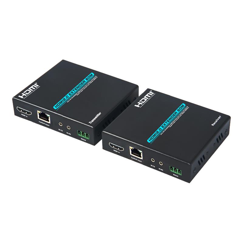 V2.0 HDMI Extender 60m Über ein einziges Cat5e / 6-Kabel 4Kx2K @ 60Hz HDCP2.2 Multi-Receiver-Kaskade