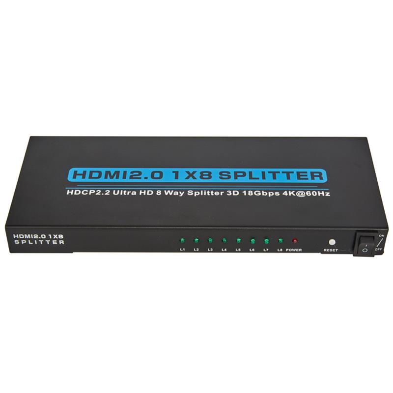 V2.0 HDMI 1x8 Splitter Unterstützung 3D Ultra HD 4Kx2K @ 60Hz HDCP2.2