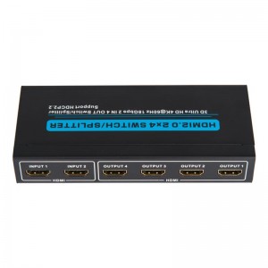 V2.0 HDMI 2x4 Switch \/ Splitter-Unterstützung 3D Ultra HD 4Kx2K @ 60Hz HDCP2.2