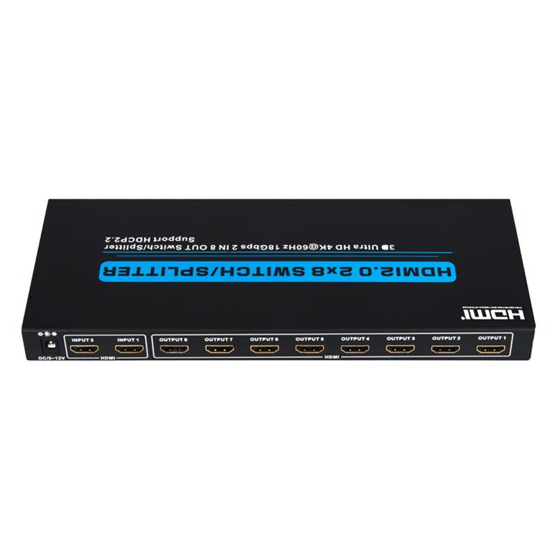 V2.0 HDMI 2x8 Switch / Splitter-Unterstützung 3D Ultra HD 4Kx2K @ 60Hz HDCP2.2