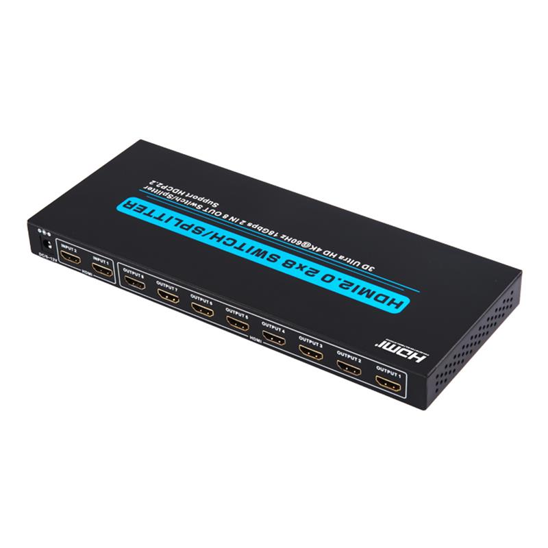 V2.0 HDMI 2x8 Switch / Splitter-Unterstützung 3D Ultra HD 4Kx2K @ 60Hz HDCP2.2