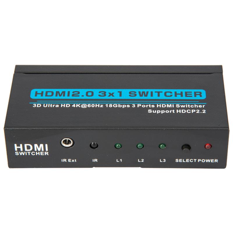 V2.0 HDMI 3x1 Switcher Unterstützt 3D Ultra HD 4Kx2K @ 60Hz HDCP2.2