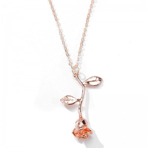 ROSE GOLD ROSE ANHÄNGER EDELSTEIN HALSKETTE DAMEN HALSKETTE 925 STERLING SILBER