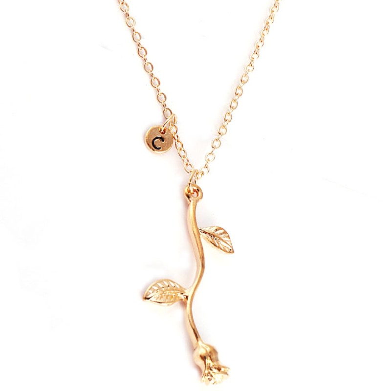 ROSE GOLD ROSE ANHÄNGER EDELSTEIN HALSKETTE DAMEN HALSKETTE 925 STERLING SILBER