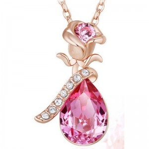 ROSE GOLD ROSE ANHÄNGER EDELSTEIN CUBIC ZIRCONIA HALSKETTE DAMEN HALSKETTE 925 STERLING SILBER 2020