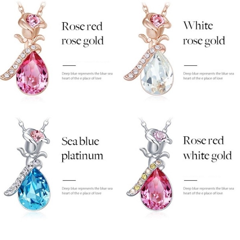 ROSE GOLD ROSE ANHÄNGER EDELSTEIN CUBIC ZIRCONIA HALSKETTE DAMEN HALSKETTE 925 STERLING SILBER 2020