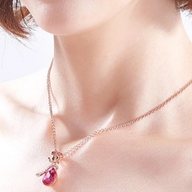 ROSE GOLD ROSE ANHÄNGER EDELSTEIN CUBIC ZIRCONIA HALSKETTE DAMEN HALSKETTE 925 STERLING SILBER 2020