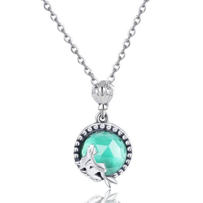 Meerjungfrau Anhänger 925 Sterling Silber Halskette für Frauen Edelstein Geburtsstein Halskette