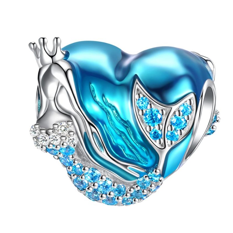 Meerjungfrau Marine Anhänger 925 Sterling Silber Saphir Herz Anhänger für Frauen