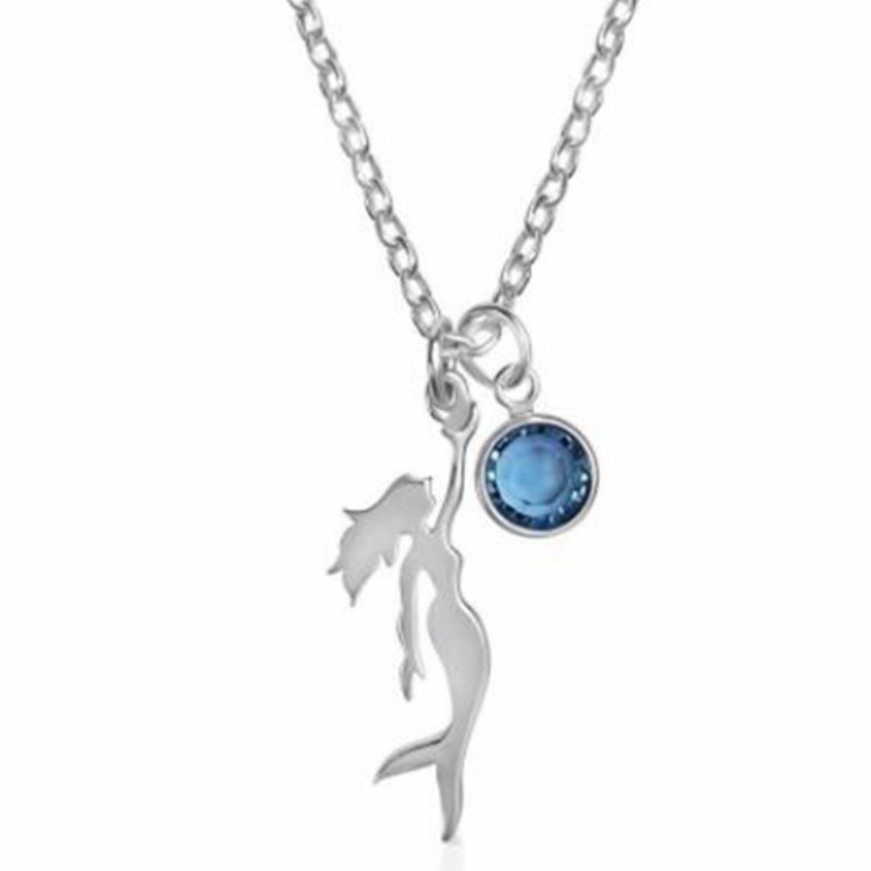 Meerjungfrau Edelstein Anhänger Ozeanblau Halskette 925 Sterling Silber