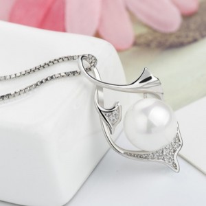 Meerjungfrau Perlen Anhänger Halskette für Frauen 14 Karat Gold 925 Sterling Silber