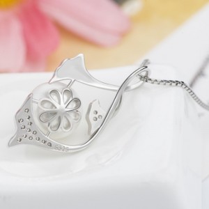 Meerjungfrau Perlen Anhänger Halskette für Frauen 14 Karat Gold 925 Sterling Silber