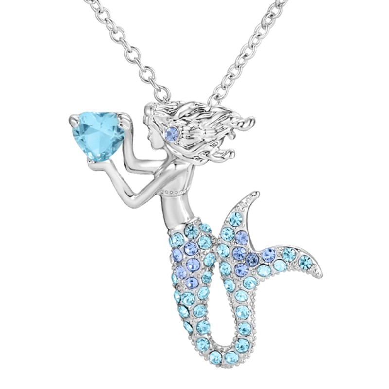 Meerjungfrau Herz Anhänger rosa Edelstein Halskette für Frauen 14 Karat Gold 925 Sterling Silber 18 Karat Roségold