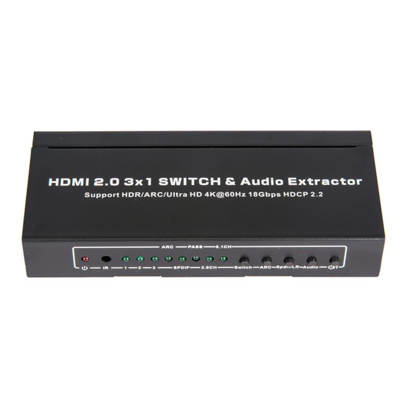 V2.0 HDMI 3x1 Switcher & Audio Extractor Unterstützung ARC Ultra HD 4Kx2K @ 60Hz HDCP2.2 18Gbps