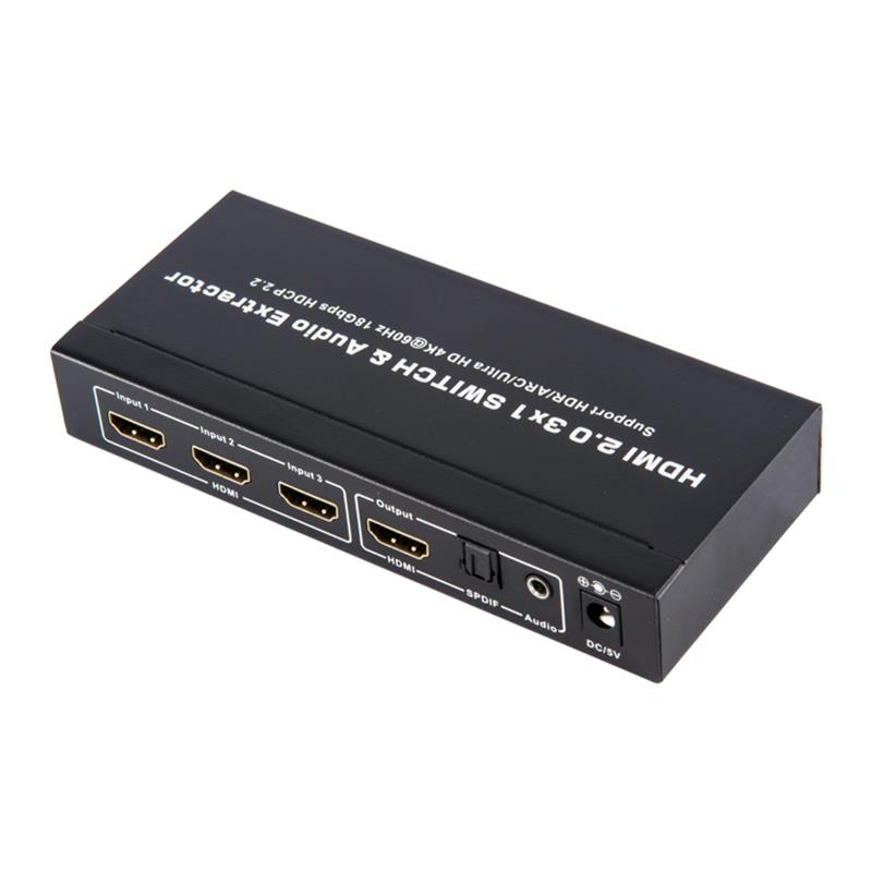 V2.0 HDMI 3x1 Switcher & Audio Extractor Unterstützung ARC Ultra HD 4Kx2K @ 60Hz HDCP2.2 18Gbps