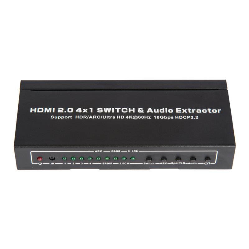 V2.0 HDMI 4x1 Switcher & Audio Extractor Unterstützung ARC Ultra HD 4Kx2K @ 60Hz HDCP2.2 18Gbps