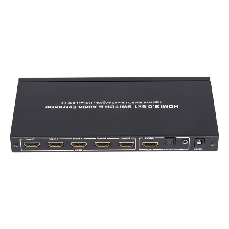 V2.0 HDMI 5x1 Switcher & Audio Extractor Unterstützung ARC Ultra HD 4Kx2K @ 60Hz HDCP2.2 18Gbps