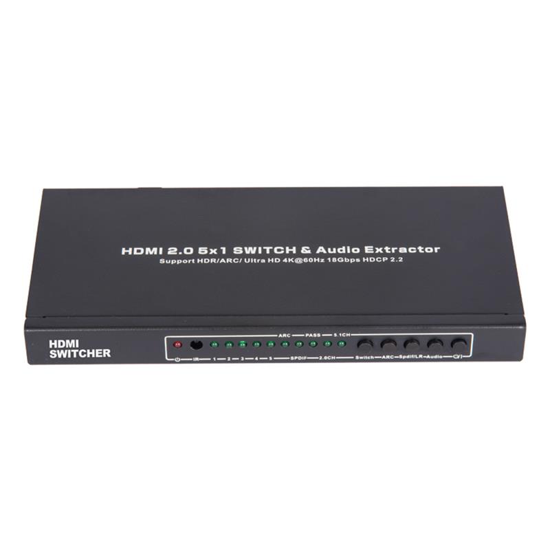 V2.0 HDMI 5x1 Switcher & Audio Extractor Unterstützung ARC Ultra HD 4Kx2K @ 60Hz HDCP2.2 18Gbps