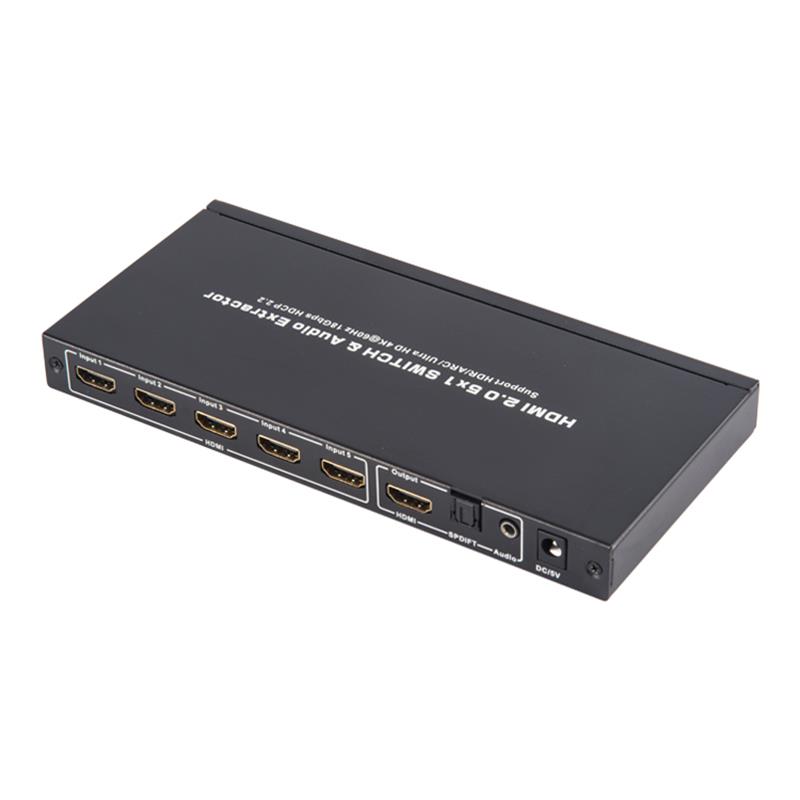 V2.0 HDMI 5x1 Switcher & Audio Extractor Unterstützung ARC Ultra HD 4Kx2K @ 60Hz HDCP2.2 18Gbps