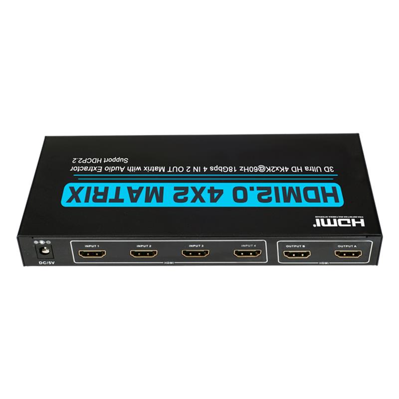 V2.0 HDMI 4x2 Matrix Unterstützung Ultra HD 4Kx2K @ 60Hz HDCP2.2 18Gbps Mit Audio Extractor