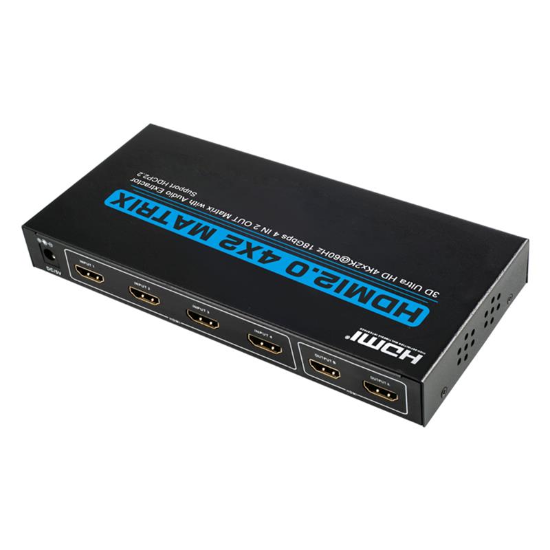 V2.0 HDMI 4x2 Matrix Unterstützung Ultra HD 4Kx2K @ 60Hz HDCP2.2 18Gbps Mit Audio Extractor